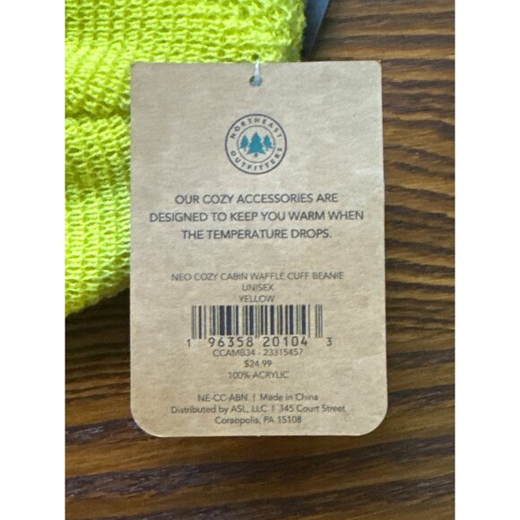 Northeast Outfitters Neo Cozy Cabin Waffle Cuff Beanie Yellow, OS - Picture 2 of 3